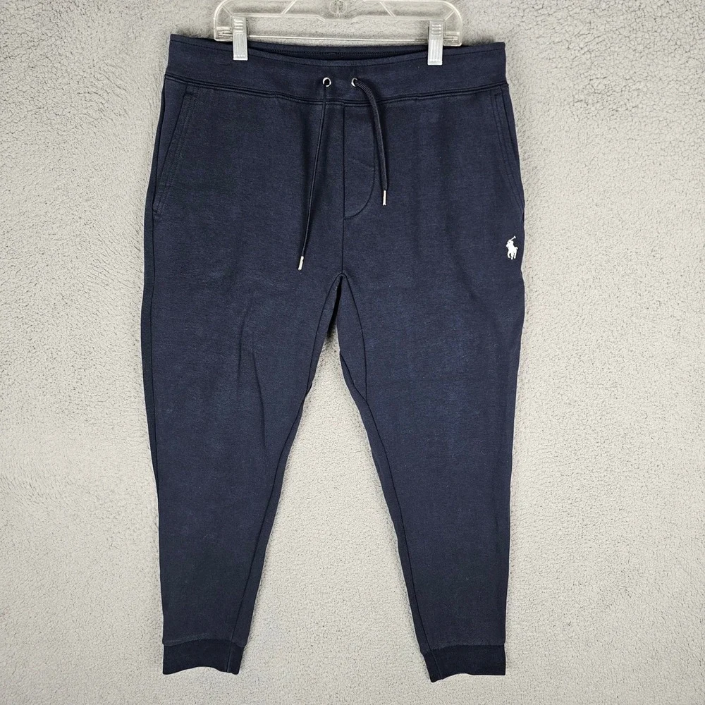 Polo Ralph Lauren Joggers Mens M Navy Blue Fleece Pony Logo Tapered Sweatpants